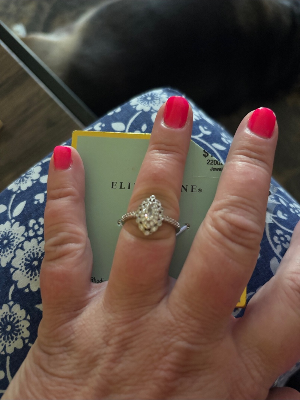 Eliza J Silver Marquise Cluster Ring with Clear Stones